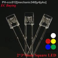 100pcs Square 2x3x4mm Ultra Bright LED Transparent Light Emitting Diode Lamp 2x3x4mm White Red Emerald-green Blue Yellow Diodes