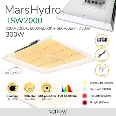 [ready stock][ส่งฟรี] Mars hydro TSW2000 300W ไฟปลูกต้นไม้ Full Spectrum with IR Marshydro Grow Light ไฟปลูกมีบริการเก็บเงินปลายทาง