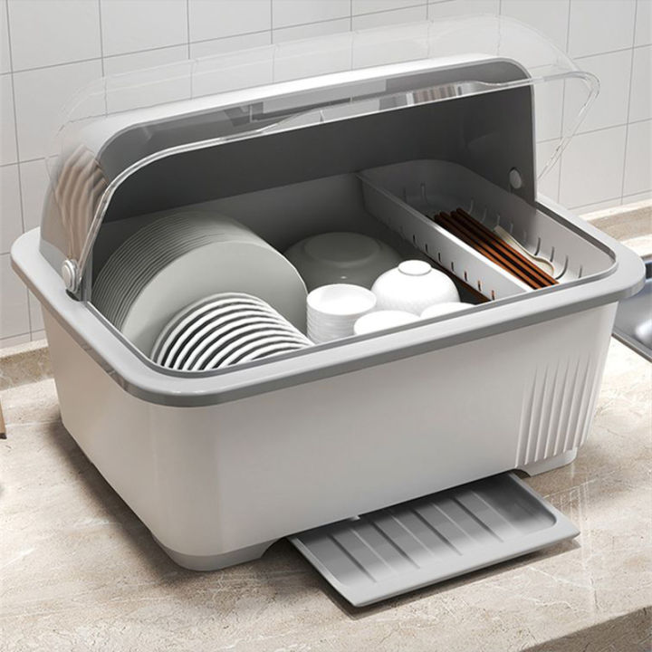 Kitchen Dish Rack with Cover Dust-proof insect-proof Dish drain