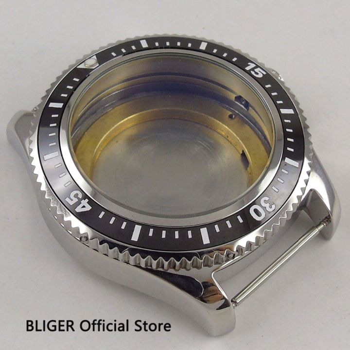 44mm-bliger-316l-stainless-steel-watch-case-black-fit-eta-2836-miyota-8215-821a-dg-2813-automatic-movement