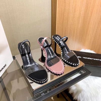 Open Toed High Heels, Transparent with Thin Heel Sandals, Female Black