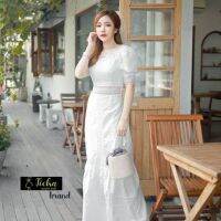 GANNIE​SHOP​ Dress​ เด​รส​ เด​รส​ยาว​ เด​รส​ออกงาน​ กระโปรง เดรสสี​ขาว​ ชุด​สี​ขาว​​ เดรสลูกไม้สีขาว