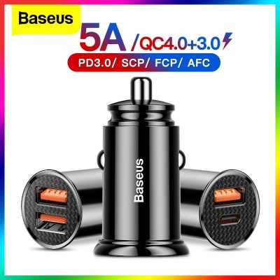Baseus รถ USB อย่างรวดเร็ว QC3.0 QC4.0 4.0อย่างรวดเร็วสำหรับโทรศัพท์มือถือ QC SCP 5A PD Type C 30W
