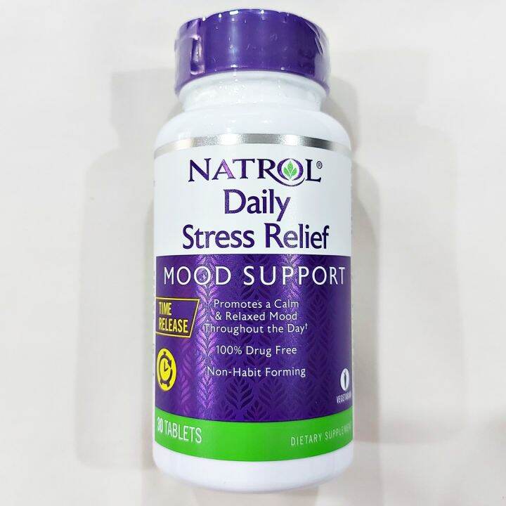 Daily Stress Relief Mood Support, Time Release 30 Tablets Natrol 100