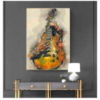 Nordic โปสเตอร์เล่นกีตาร์เครื่องดนตรีภาพวาดผ้าใบ Rock Guitar Wall Art รูปภาพสำหรับห้องนั่งเล่นตกแต่งบ้าน-เหมาะสำหรับคนรักดนตรี