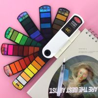 ชุดสีน้ำสีเดียวพับได้ UNDERLINE73NE1สีทึบ18/24/36/42สีน้ำแบบพกพาพร้อมแปรงปากกาชุดภาพวาดสีน้ำมันปากกาสำหรับไปโรงเรียน