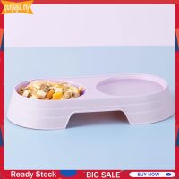 Plastic Feeding Double Bowl 2 in 1 Puppy Cat Food Water Feeder Container