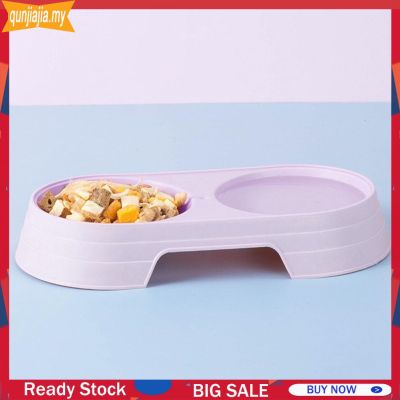 Plastic Feeding Double Bowl 2 in 1 Puppy Cat Food Water Feeder Container