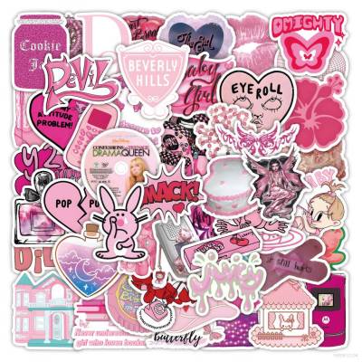 50PCS/set Y2K millennium stickers Barbie pink decorate laptop luggage ledger toys Waterproof stickers