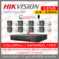 HIKVISION ชุดกล้องวงจรปิดระบบ HD 4 ระบบ 2 MP 8 CH : iDS-7208HQHI-M1/S + DS-2CE16D0T-LFS (2.8 / 3.6 mm) มีไมค์ในตัว / COLORVU / INFARED เลือกปรับความสว่าง LED ได้ BY B&amp;B ONLINE SHOP