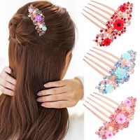 New Rhinestone Flower Disc Hair Comb Bridal Hair Accessories Five-tooth Insert Comb