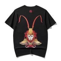 การออกแบบเดิมเสื้อยืดแขนสั้น ผ้าฝ้าย ปักลายลิง King Sun Wukong แฟชั่นฤดูร้อน สไตล์จีน สําหรับผู้ชาย