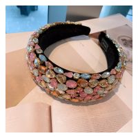 Rhinestone Padded Headband Baroque Crystal Embellished Hairbands Colorful Beaded Headbands Fashion Bejewelled HairHoop Accessory