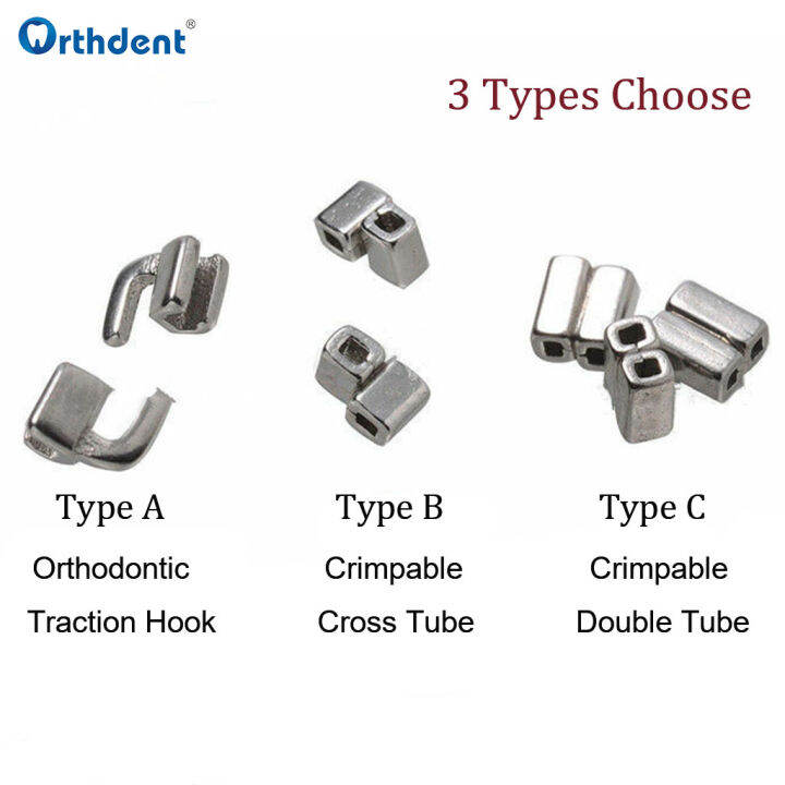 Orthdent 10 Pcs Orthodontic Crimpable Hooks Double Cross Tubes Traction