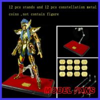 MODEL FANS 12Pcs/Lot Gold Saint Seiya Cloth Myth Action Toy EX Stand Contain 12 Pcs Metal Constellation Nameplates