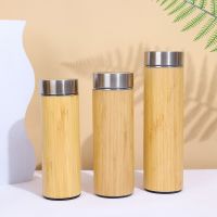 ►ஐ☏ Creative Bamboo Thermos Bottle Portable Business Tea Kettle Large Capacity Stainless Steel Tumbler Vacuum Thermal Flask Thermos