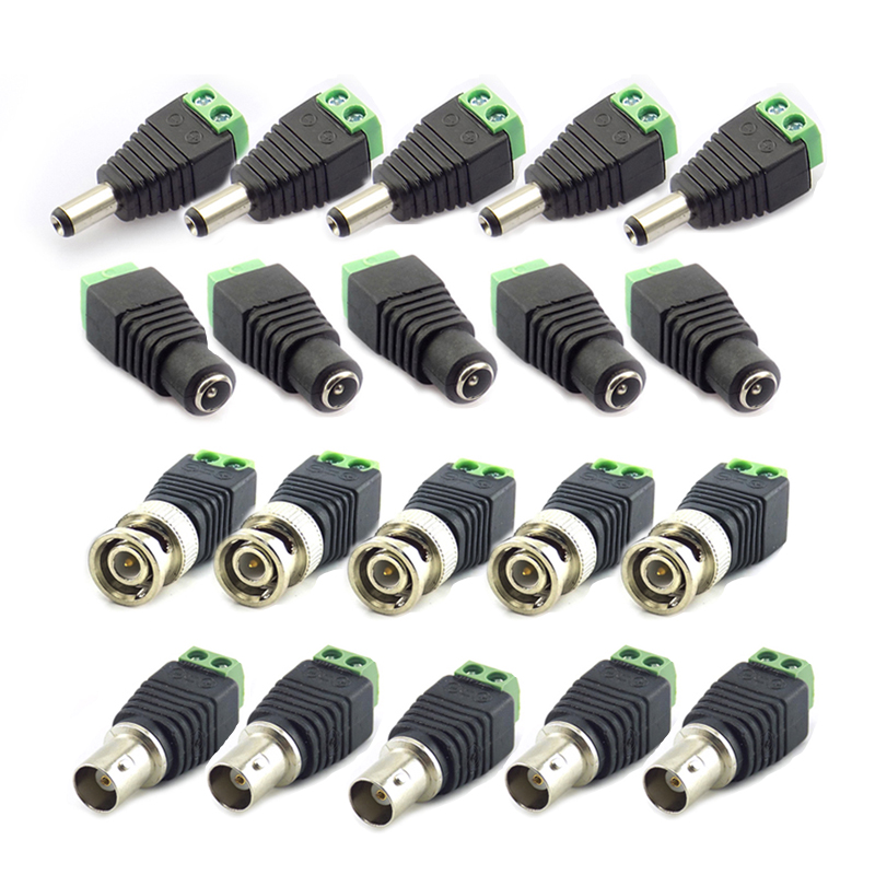 DC Power 5.5x 2.5mm Female Jack LED CCTV Video Balun Terminals Adapter Connector 