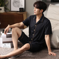 Gifts Pajamas Men In Summer Modal Short -Sleeved Shorts, Cardigan Lapels, Bristical Home Service MenS Large Size Casual