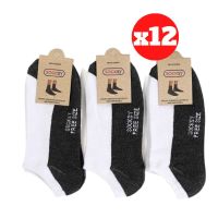ถุงเท้า ✹ถุงเท้านักเรียน ข้อสั้น สีขาวพื้นดำ ขนาด ฟรีไซส์ มี 12คู่ 1โหล มีสินค้าพร้อมส่ง◎