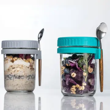 480ml Overnight Oats Jar 2pcs Breakfast Cup With Lid And Spoon
