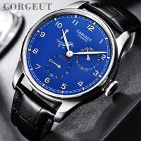 Corgeut New 41Mm Men S Top Luxury Watch Golden Case White Dial Date Leather Strap Automatic Men S Watches