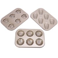 Madeleine Pans,3 Pack Nonstick Cat Claws Shape Baking Pans, Carbon Steel Baking Mold, 6 Cavity Baking Tray Bagels Mold Baking Mold Biscuit Snack Mold Gold