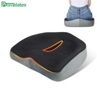 PurenLatex Memory Foam Cushion Orthopedic Chair Cushion Office Seat Pad Hemorrhoid Treat Car Seat Relief Tailbone Coccyx Pain