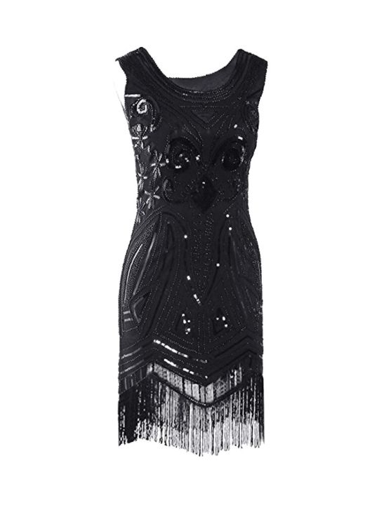 Black 1920S Vintage Sequin Cocktail Party Fringed Dress 20S Great Gatsby  Flapper Dress Gabster Fancy Costumes Latin Dance Dress | Lazada Ph