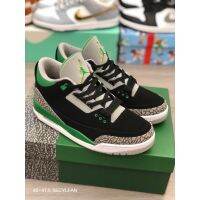 【Original】 ΝΙΚΕ A J 3 Retro "Pine Green" Black Green Burst Crack Fashion Trendy Basketball Shoes