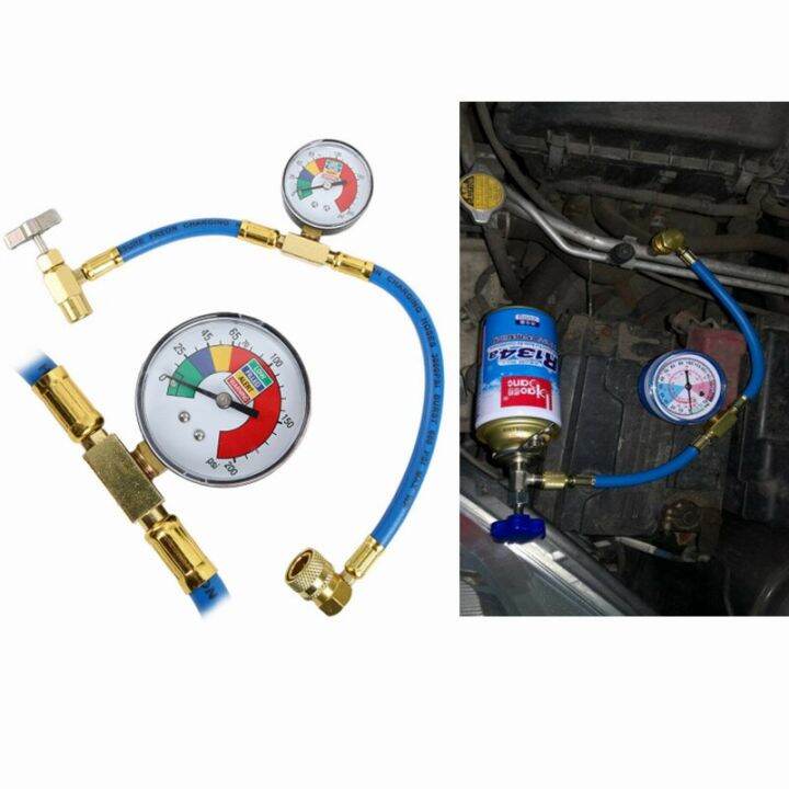 Automotive refrigerant charging pipe with metering instrument Freon