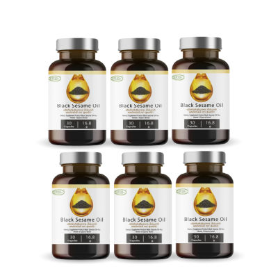 Supurra Black Sesame Oil สุเพอร์ร่า น้ำมันงาดำสกัดเย็น ผสมวิตามินอี เซต 6 กระปุก (บรรจุ 30 แคปซูล / กระปุก) By ดีลเด็ด