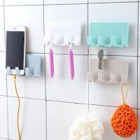 4 Hooks Paste No Mark Bathroom Shelves Shower Shelf Basket Cell Phone Bathroom Shampoo Holder Storage Kitchen Bathroom Hardware