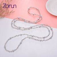 Zorun Natural Freshwater Baroque Pearl Long Sweater Chain Necklace Jewelry for Women Party 80cm/120cm/160cm New Design