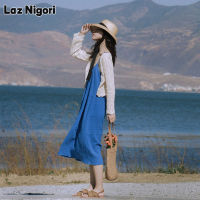 Laz Nigori ชุดเดรสสีขาวผ้าตาข่ายสีแดง,กระโปรงยาวสีน้ำเงินกระโปรงสายเอี๊ยมวันหยุดชายหาดนางฟ้าสุดๆชุดเดรสสีขาวทรงหลวมสำหรับผู้หญิง