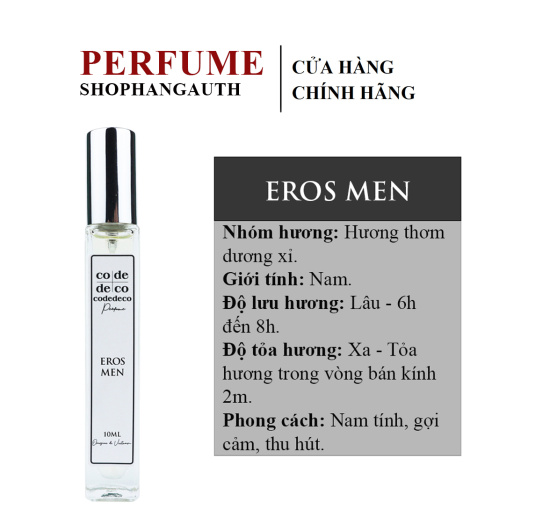 Tinh dầu nước hoa codedeco eros men 10ml - nam tính , gợi cảm , thu hút - ảnh sản phẩm 1