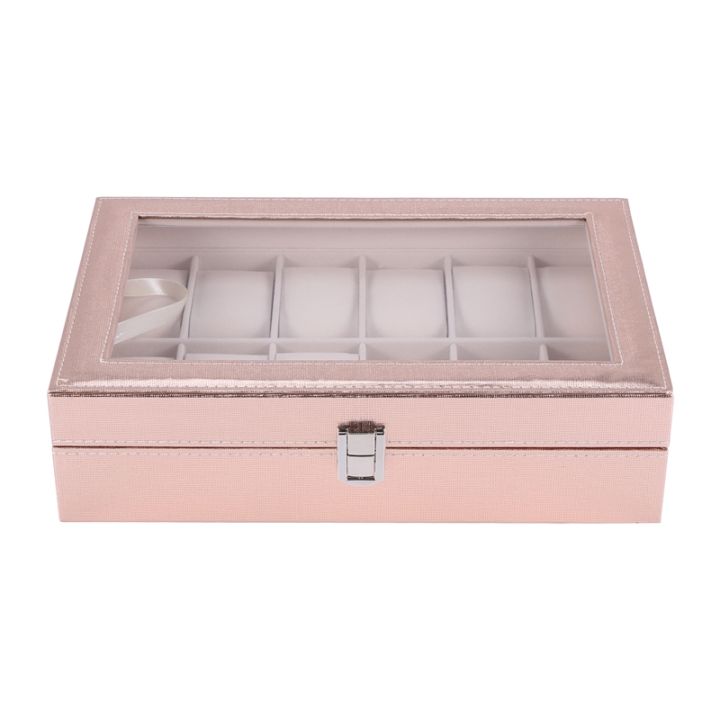 special-case-for-women-female-girl-friend-wrist-watches-box-storage-collect-pink-pu-leather