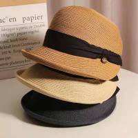 [hot]Hepburn Style Straw Hat Retro Age Reduction Face Small Foldable Curly Edge Japanese Sunhat Female Summer Vacation Beach Hat