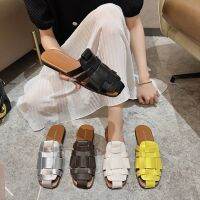 Moms Leather Small Ck Outer Wear Flat-Bottomed Toe Lazy Sandals Womens Half-Cup One-Word