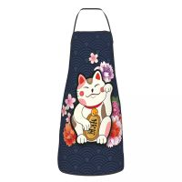 Custom Bib Maneki Neko Cat Aprons Men Women Unisex Adult Chef Kitchen Cooking Lucky Cats Tablier Cuisine Painting