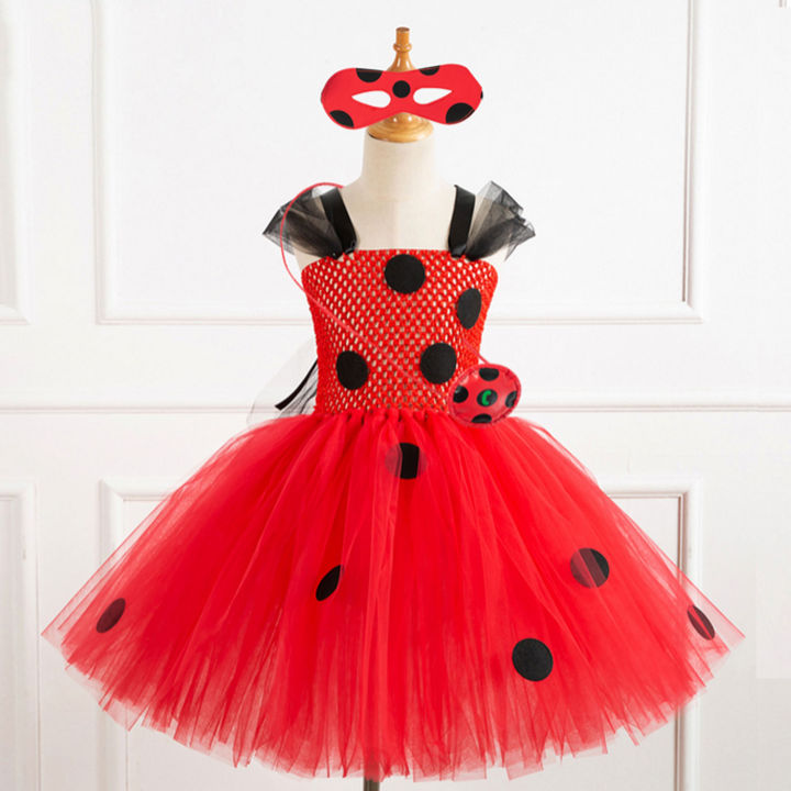 Cute Kids Girls Ladybug Ladybird Tutu Dress Cosplay Costume Outfits ...