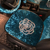 2021Diamond Plush Camellia Flower Car Seat Cover Winter Auto Interior Seat Cushion Accessories Black Universal Size Car Styling