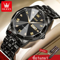 【ซื้อ1แถม1】OLEVS ใหม่ ของแท้ 100% นาฬิกาผู้ชาย กันน้ำ สายสแตนเลส casual ส่องสว่าง