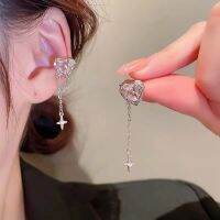 【YF】 Sparkling Zircon Star Tassel Clip Earrings Around The Ear Cuff On Shiny for Women Girl Fashion Y2K Trendy Simple Party Jewelry