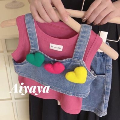 ♀❃℗ LJ8.28 Aiyaya เตรียมจัดส่ง ชุดเซ็ทเด็ก เสื้อครอปเด็ก เสื้อกั๊ก กระโปรงยีนส์ ชุดเซ็ท 3 ชิ้น แฟชั่นฤดูร้อน (685)