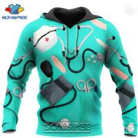 SONSPEE Cosplay Nurse Doctor 3D Print Long Sleeve Mens Hoodie Casual Funny Anime Men Jacket Coat Tops Sweatshirt