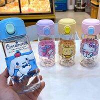 ขวดน้ำแก้ว Sanrioed ขนาด 380 มล. Anime Kuromi Melody Cinnamoroll นมเบียร์น้ำผลไม้แก้วน้ำชาวิสกี้แก้วน้ำ Kawaii