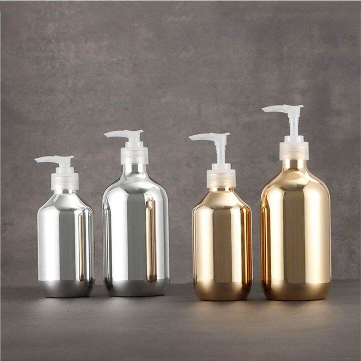 300ml-500ml-shower-gel-gold-silver-plating-container-liquid-shampoo-bottle-bathroom-refillable