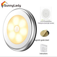 SunnyLady ไฟไฟ Led กลางคืนแม่เหล็ก0.6W 35lm 120องศามุมกว้างโคมไฟติดผนังบันไดตู้เซ็นเซอร์ร่างกายมนุษย์