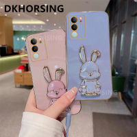 DKHORSING เคสโทรศัพท์นิ่มชุบสำหรับ VIVO V29 V27 V27E V27Pro V25 V25E V23 V23EV25โปรเคสกระต่ายน่ารักการ์ตูน VIVOV29 5G ฝาครอบกันกระแทก2023 Vivo V29พร้อมที่ยึดบาร์และสายคล้องมือ