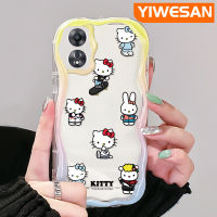 YIWESAN เคสสำหรับ OPPO A58 5G A58X 5G A78 5G A1X 5G A55 5G A98 5G F23 5G A1 5G เคส Hello Kitty และกระต่ายสีสันสดใสเนื้อครีมคลื่นขอบกล้องเคสโทรศัพท์โปร่งใสเคสซิลิโคนอ่อนชัดเจนกันกระแทกเพื่อการป้องกัน